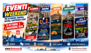 Eventi weekend sulla Murgia Barese e Materana: Halloween, musica, teatro e cultura tra Altamura, Gravina, Matera e Bari [Podcast]